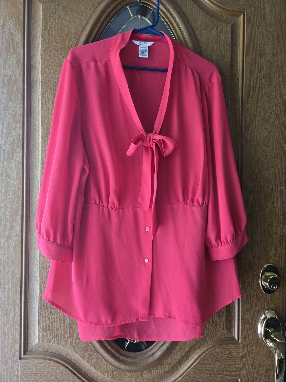 George Cherry Vanilla Pink Blouse with Tie Neck